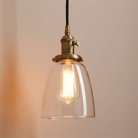 Vintage Bell Shade Clear Glass Pendant Ceiling Light