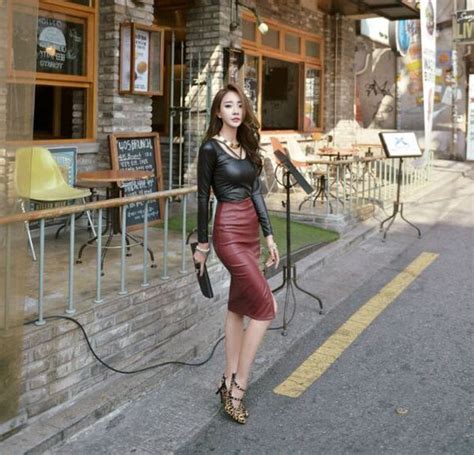 lin jing min asian style asian model asian fashion leather skirt
