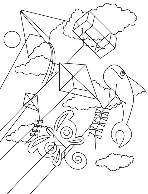 printable coloring pages kids flying kites