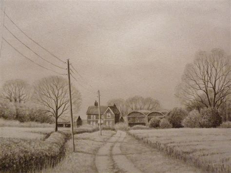 realistic landscape pencil drawings