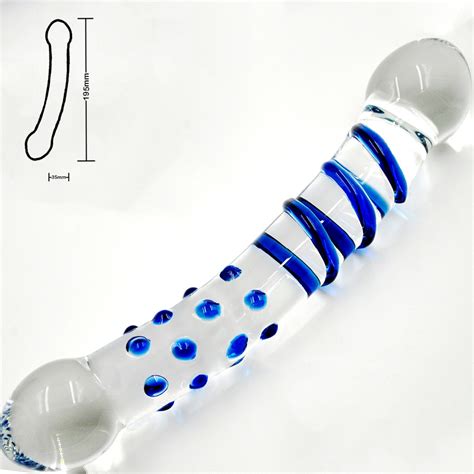 double ended headed pyrex glass dildo crystal fake penis anal butt plug