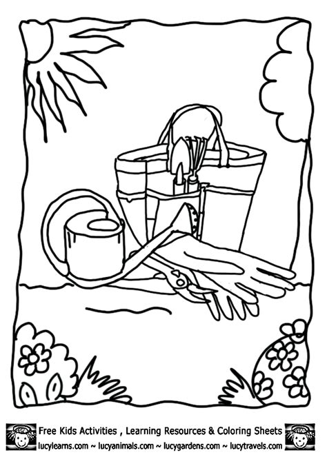 kids gardening tools coloring pageslucy garden coloring pages