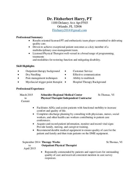physical therapy resume