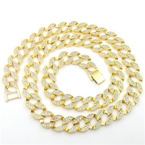 buy iced out choker necklace yellow gold filled miami