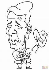 Coloring Reagan Ronald Pages Caricature Drawing sketch template