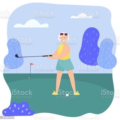 Black Granny Plays Golf Grandmother Spends Her Leisure Time Actively