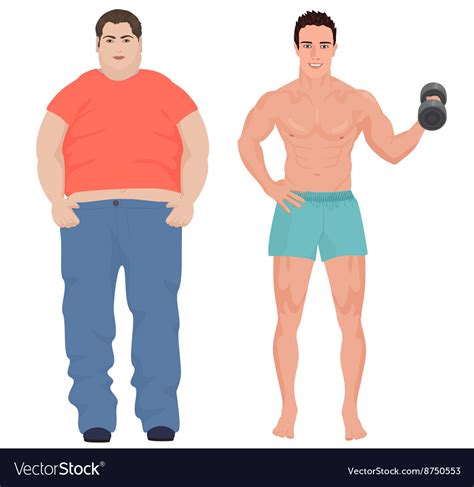 Health Sport Man And Fat Man Infographic Isolated Vector Image