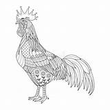 Coloring Chicken Vector Book Illustration Rooster Stylized Tattoo Adult Element Shirt Cards Bird Preview sketch template