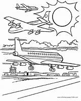 Coloring Airplane Pages Kids Plane Landing Transportation Printable sketch template
