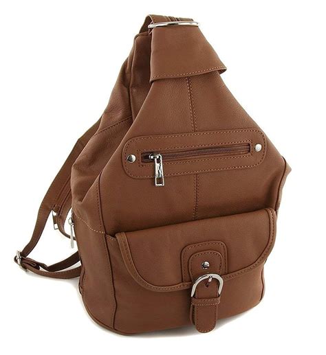 womens leather convertible  pocket medium size tear drop sling backpack purse shoulder bag