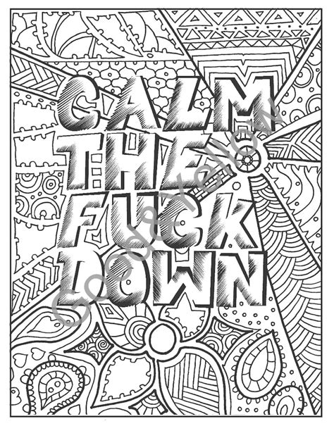 adult coloring book  printable instant  swear etsy
