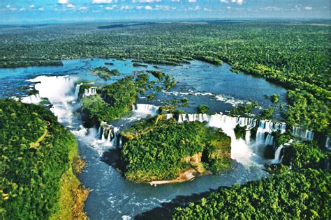 waterfall island alto parana paraguay brazil argentina argentina