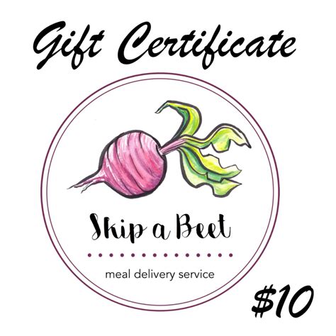 gift card skip  beet meal delivery service