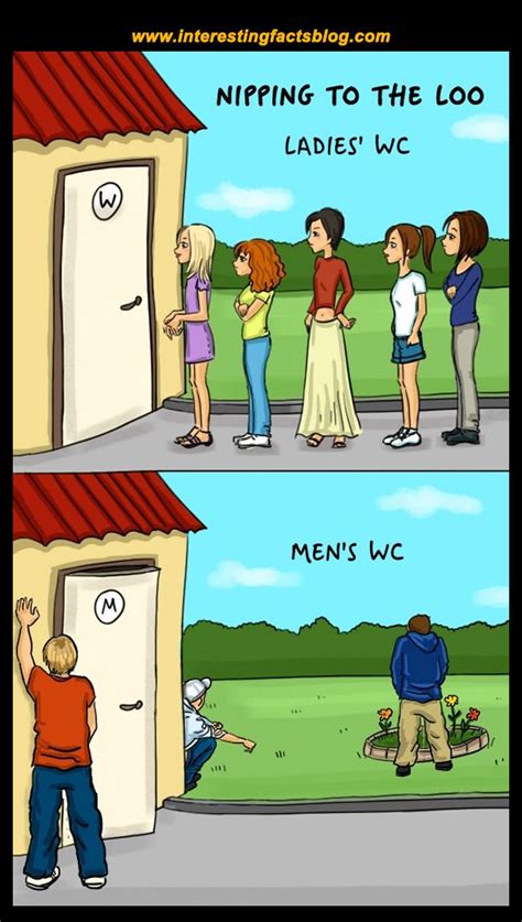 men and women nipping to the loo men vs women funny cartoons jokes