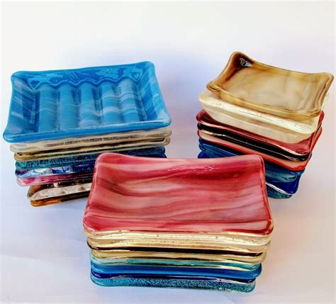 soap dish glass soap dish blue fused glass soap dishes etsy