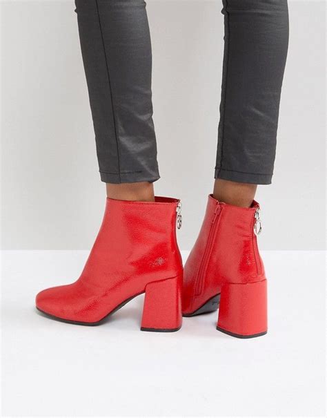 boohoo red patent boot schoenen