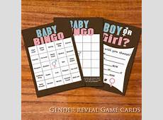 Gender Reveal Party Game Cards Chocolate Pink by RedVelvetParties