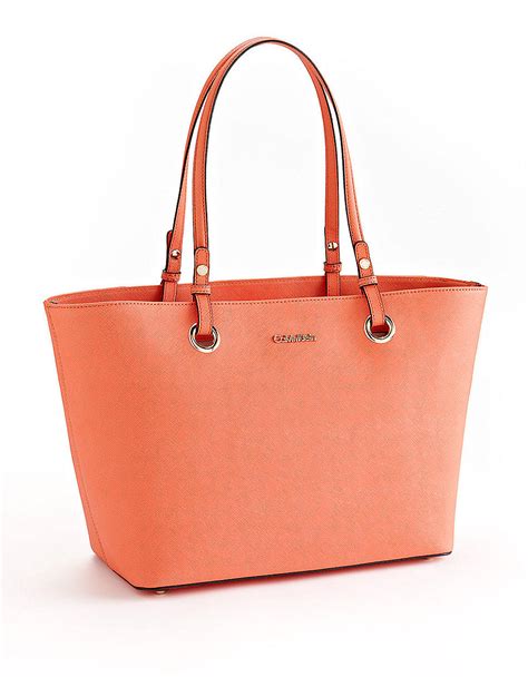 Calvin Klein Leather Tote Bag In Orange Lyst