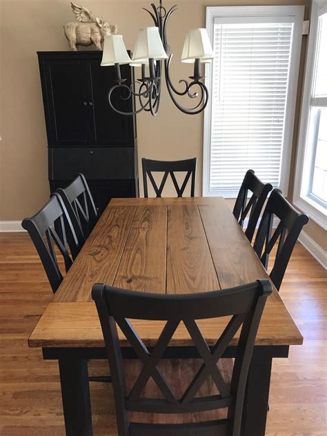 farmhouse table  early american stain  top  black