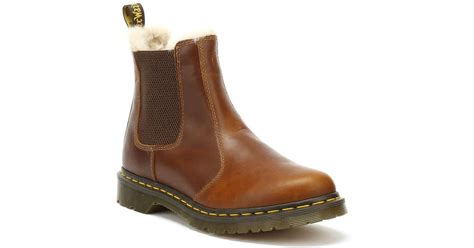 dr martens leather dr martens  leonore womens brown butterscotch boots lyst