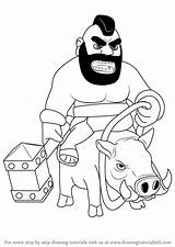 Clash Hog Rider Clans Draw Drawing Step Coloring Pages Drawings Template Sketch Minecraft Character Getdrawings Paintingvalley Drawingtutorials101 Tutorials Learn sketch template