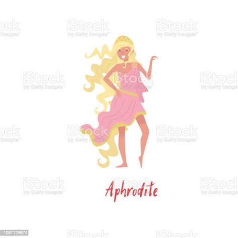 Aphrodite Greek Goddes Ancient Greece Myths Cartoon Character Vector