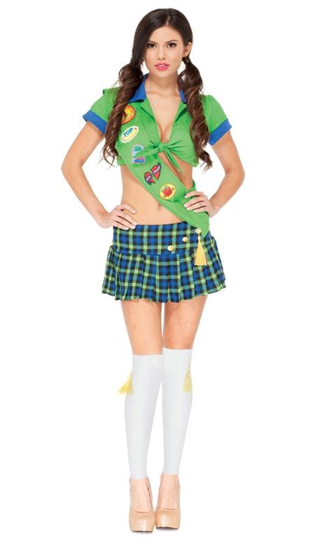 happy camper scout fancy dress costume womens sexy school girl fancy dress costumes