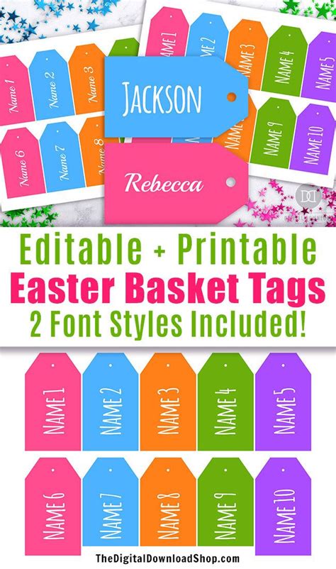 easter basket  tags printable editable  digital  shop