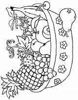 Fruit Basket Coloring Pages Vegetable Vegetables Drawing Fruits Getdrawings sketch template