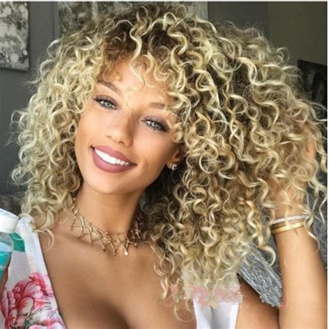 kinky curly wigs for black women synthetic afro wigs