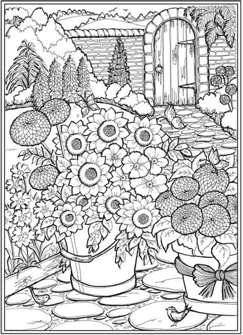country garden coloring pages stamping