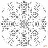 Mandala Coloring Winter Pages Printable sketch template