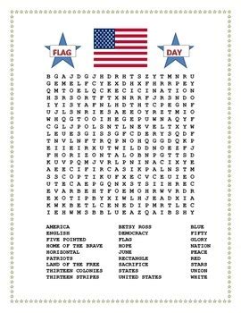 flag day word search  printable  flag day word search
