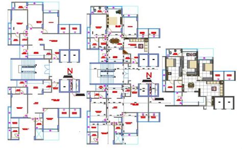 apartment architecture plan  autocad dwg files