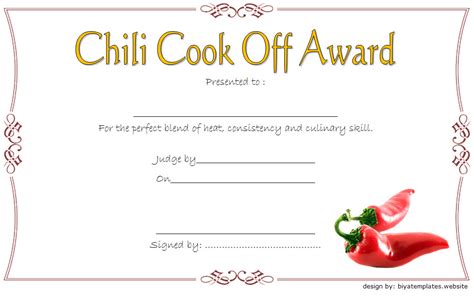 chili cook  certificate template   ideas