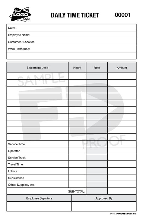 daily time ticket dtt customizable form template forms direct
