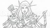 Warcraft Coloring Drawing Sylvanas Windrunner Drawings Draw Designlooter Step Paintingvalley 1080px 08kb 1862 sketch template