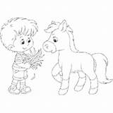 Pony Boy Coloring Horse Feeds Animals Surfnetkids Pages Previous sketch template