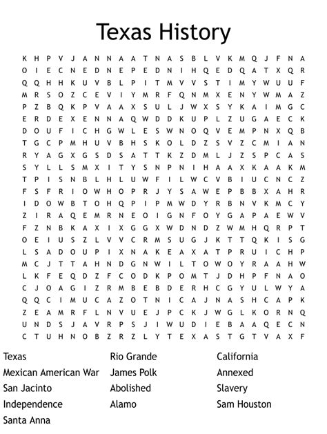 texas history word search wordmint