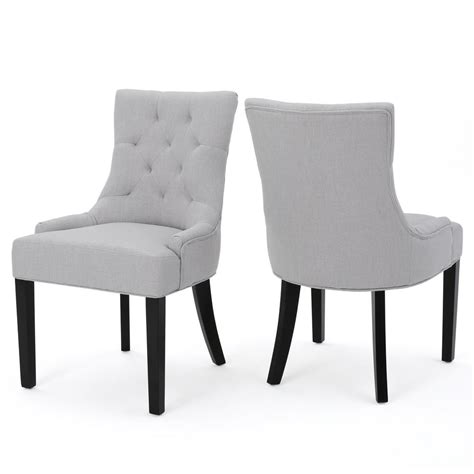noble house hayden light grey fabric dining chair set