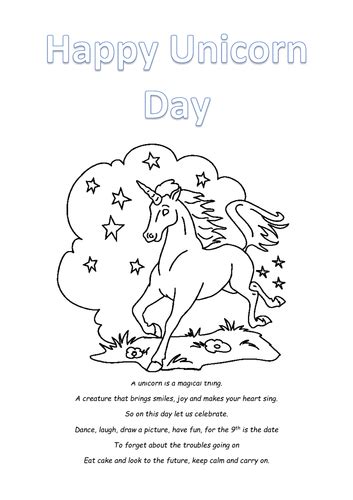 unicorn day colouring  teaching resources