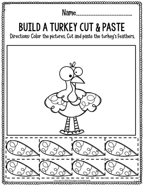 thanksgiving printables  kindergarten glue  disguised turkey
