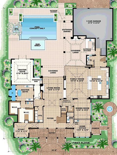 southern style   bed  bath  car garage country style house plans coastal house plans