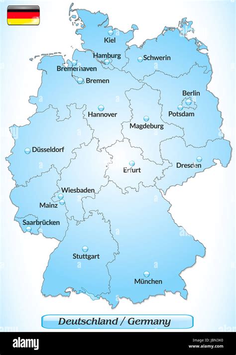 karte von deutschland mit hauptstaedten  blau stock photo alamy