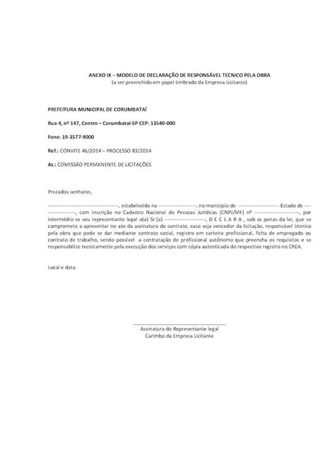 Pdf Anexo Ix Declaração De Responsável Tecnico Pela Obra · Anexo Ix