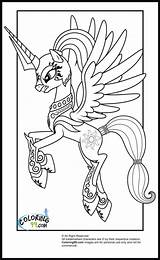 Coloring Pony Pages Little Princess Celestia Mlp Kids Fairy Moon Chrysalis Kenworth Queen Rainbow Printable Custom Luna Name Sheets Armor sketch template