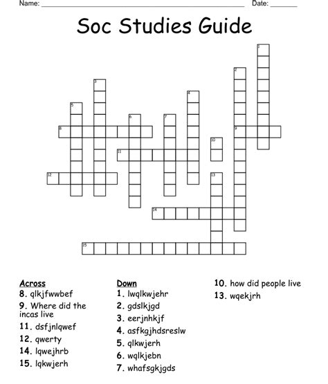 soc studies guide crossword wordmint