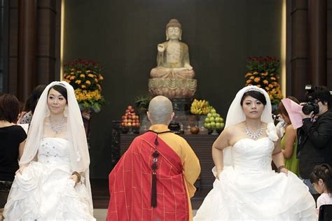 taiwan s first same sex buddhist marriage how much impact