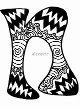 Zentangle Letter Hipster Redbubble sketch template