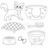 Coloring Cat Toys Accessories Book Different Kitten Drawing Stuff sketch template